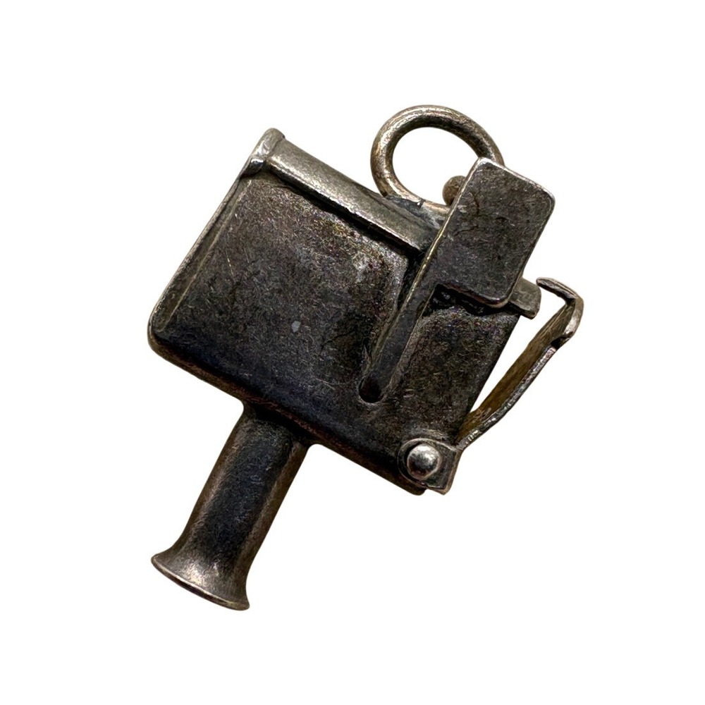 Vintage Sterling Silver Mailbox Charm Opening Door Movable Flag 1.61g Pendant